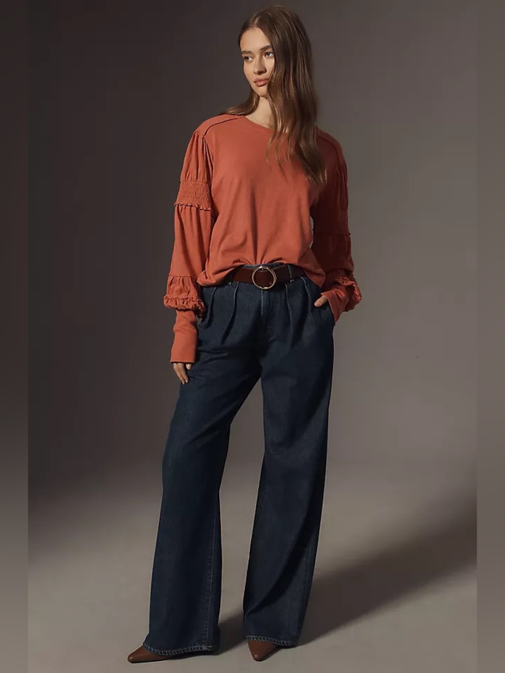 Pilcro Coral-Orange Knit Top